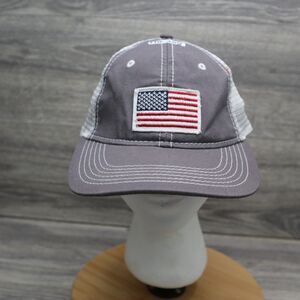 Mens Adjustable Hook Loop Cap Gray American Flag Patch Casual Mesh Patriotic